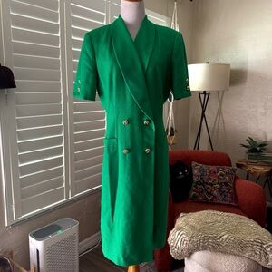 Vintage Kasper Vibrant Green Blazer Dress